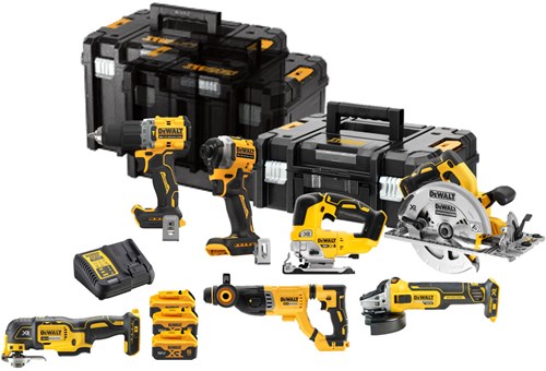 Dewalt dck706p3t | 7-delige combopack | xr 18 volt | 5,0 ah | li-ion | 3 accu's - dck706p3t-qw