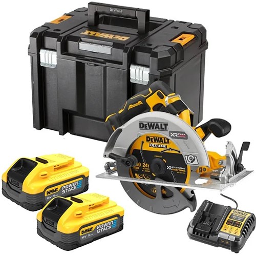 Dewalt dcs573h2t-qw - accu cirkelzaag | 18v xr brushless fv adv | 190mm | c2x 5.0ah powerstack accu | in tstak koffer dcs573h2t-qw