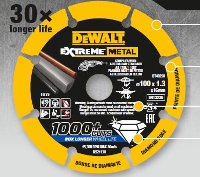 Load image into Gallery viewer, Dewalt accessoires dewalt dt40252 extreme metal diamantschijf | 125 x 22.23 x 1.3 mm - dt40252-qz
