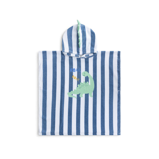 Dino | blauwe katoenen strandponcho 65 x 65 cm