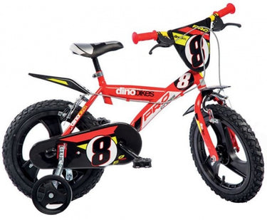 Dino Cross 14 Inch 24 cm Jongens Knijprem Rood Zwart