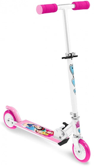Load image into Gallery viewer, Disney 2-wiel Kinderstep Opvouwbaar Voetrem Wit Roze
