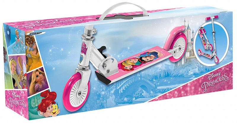Load image into Gallery viewer, Disney 2-wiel Kinderstep Opvouwbaar Voetrem Wit Roze
