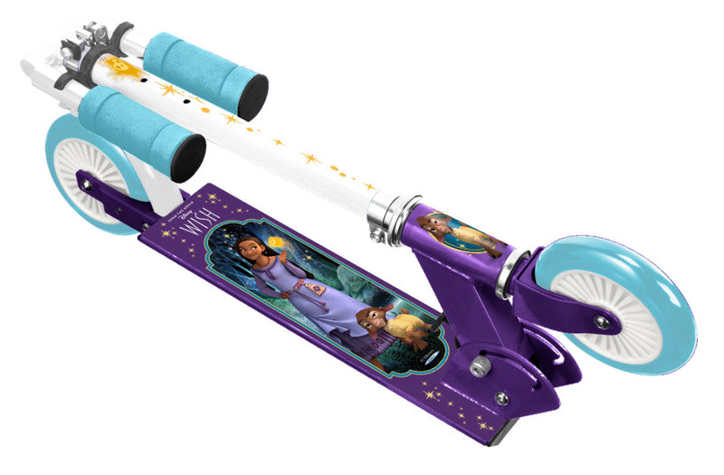 Load image into Gallery viewer, Disney Wish 2-wiel Kinderstep Opvouwbaar Voetrem Paars Blauw
