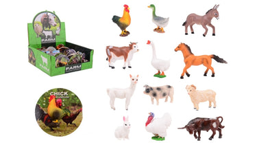 Johntoy display animal world boerderijdieren, 12 assorti