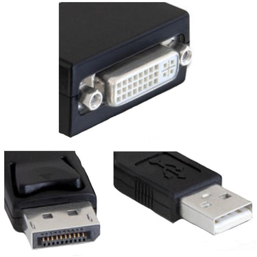 Delock adapter displayport > dvi-i (zwart, + usb (23cm), actief)