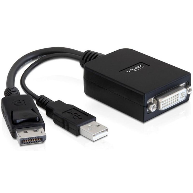 Load image into Gallery viewer, Delock adapter displayport > dvi-i (zwart, + usb (23cm), actief)
