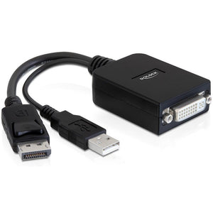 Delock adapter displayport > dvi-i (zwart, + usb (23cm), actief)