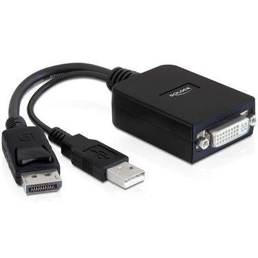 Delock adapter displayport > dvi-i (zwart, + usb (23cm), actief)