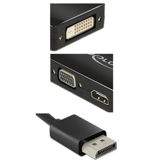 Delock displayport > vga hdmi dvi adapter (zwart)