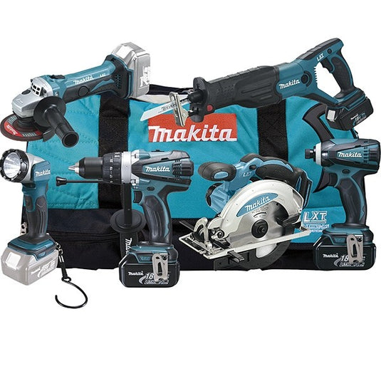 Makita dlx6011 | 6 delige 18v li-ion accu combi set (3x 3.0ah accu) in tas - dlx6011