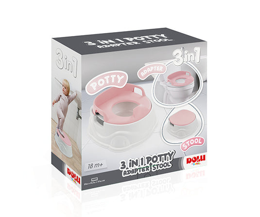 Dolu 3-in-1 educatief plaspotje met toiletverkleiner wit roze