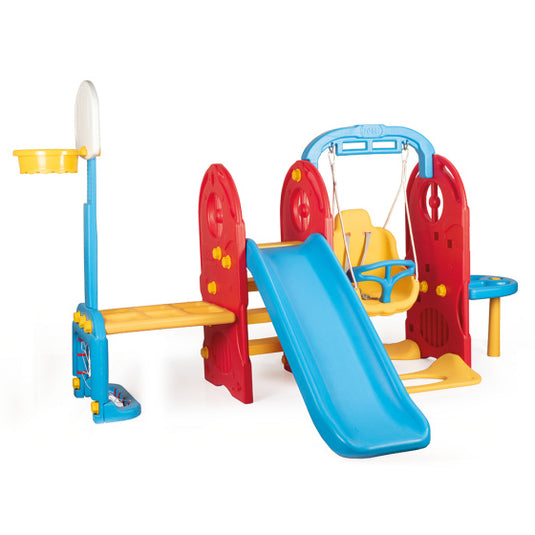 Dolu 7-in-1 Speeltoestel met Glijbaan en Schommel Blauw Rood
