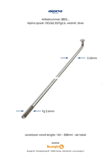 Alpina Spaken 13G (2,34mm) 274mm Zink (P36)
