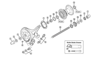 Shimano v-as conus links naafdyna rollerbrake naaf m9x11,94