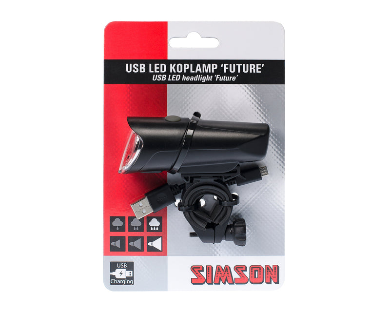 Load image into Gallery viewer, koplamp Future USB led oplaadbaar zwart
