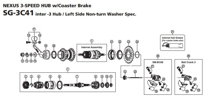 Load image into Gallery viewer, Shimano y32139040 borgmoer rechts 4.5 mm. (168 mm. as) sg-3c41
