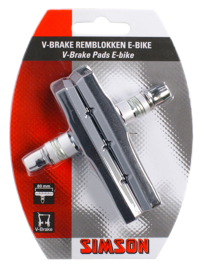 Load image into Gallery viewer, remblokken V-brake 80 x 13 mm zwart grijs 2 stuks
