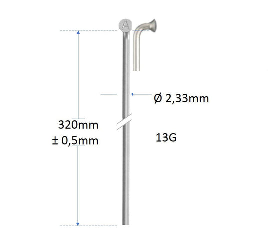 Spaken Alpina 13G (2,34) RVS Zonder draad | 320mm | P144