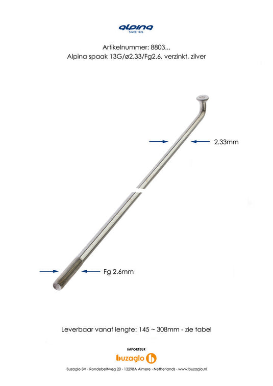 Alpina Spaken 13G (2,34mm) 280mm Zink (P36)
