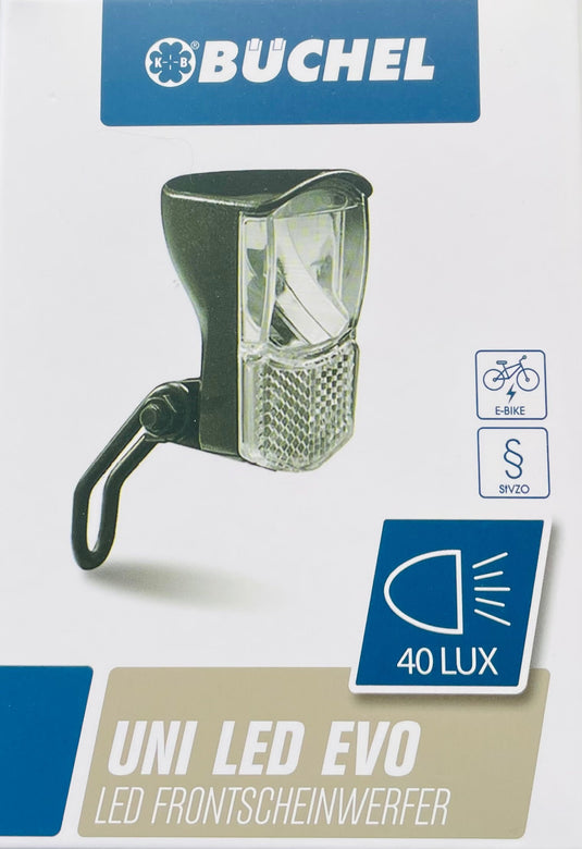 Büchel koplamp uni led evo e-bike | 40 lux | 6-48v | stvzo