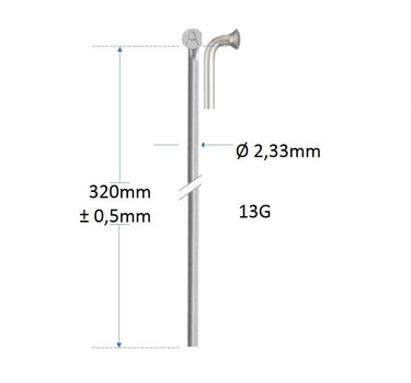 Spaken Alpina 13G (2,34) RVS Zonder draad | 320mm | P144