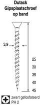 Dutack gipsplaatschroef 3,9 fijn 25mm ph2 ds duizend stuks - 5410001