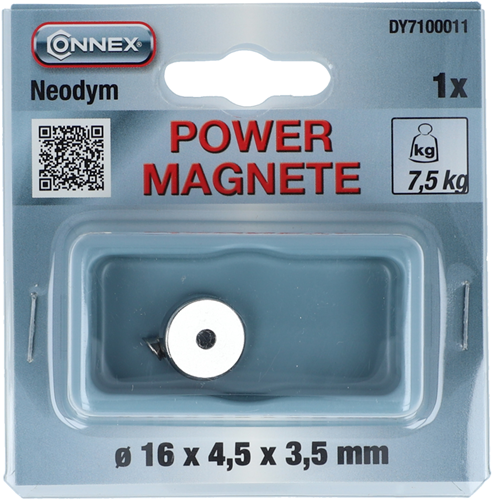 Load image into Gallery viewer, Connex magneet neodym rond 16x4x3 7.5kg - dy7100011
