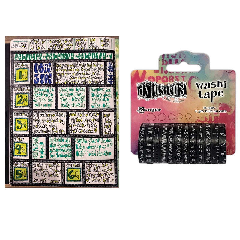 Load image into Gallery viewer, Ranger ink ranger • dylusions washi tape set black 3,5cm x 5,5m 12pieces
