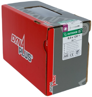Dynaplus houtbouwschroef ar-bronze tellerkop deeldraad +snijpunt torx tx40 8.0x120 70 | 50 stuks - 0286.08.62801