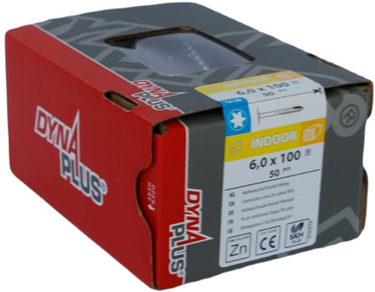 Dynaplus houtbouwschroef verzinkt tellerkop deeldraad +snijpunt torx tx30 6.0x100 55 | 50 stuks - 0286.01.50601