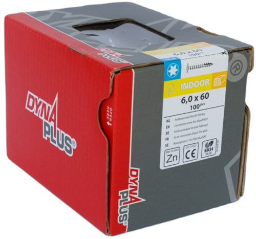 Afbeelding laden in galerijviewer, Dynaplus houtbouwschroef verzinkt tellerkop voldraad +snijpunt torx tx30 6.0x60 | 100 stuks - 0286.01.50001
