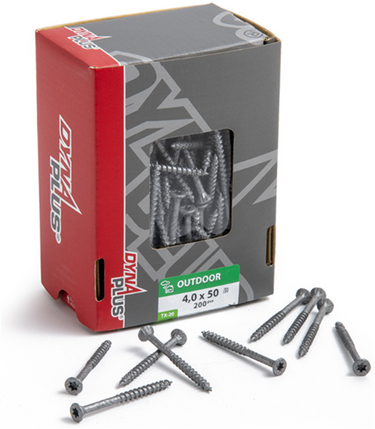 Dynaplus unischroef spaanplaatschroef ar-coating platkop deeldraad torx tx20 4.0x60 35 | 200 stuks - 0281.08.26001