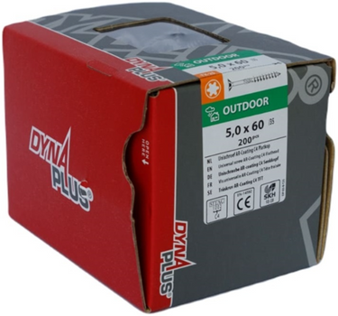 Dynaplus unischroef spaanplaatschroef ar-coating platkop deeldraad torx tx25 5.0x60 35 | 200 stuks - 0281.08.42001