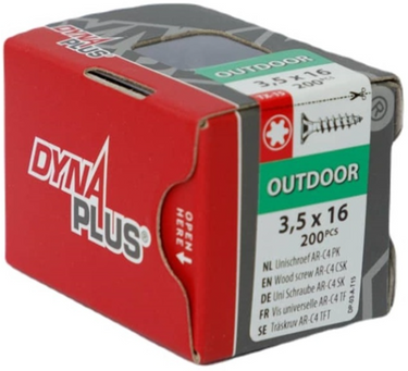 Dynaplus unischroef spaanplaatschroef ar-coating platkop voldraad torx tx15 3.5x16 | 200 stuks - 0281.08.16701