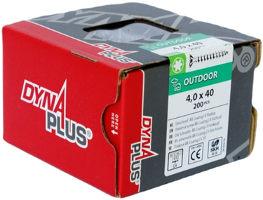 Dynaplus unischroef spaanplaatschroef ar-coating platkop voldraad torx tx20 4.0x40 | 200 stuks - 0281.08.25601