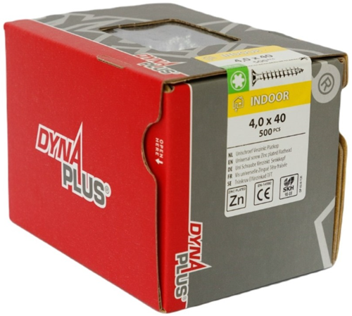 Afbeelding laden in galerijviewer, Dynaplus unischroef spaanplaatschroef verzinkt platkop deeldraad torx tx20 4.0x40 24 | 500 stuks - 0281.01.25604
