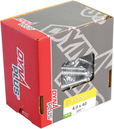 Dynaplus unischroef spaanplaatschroef verzinkt platkop voldraad torx tx20 4.0x40 | 200 stuks - 0281.01.25601