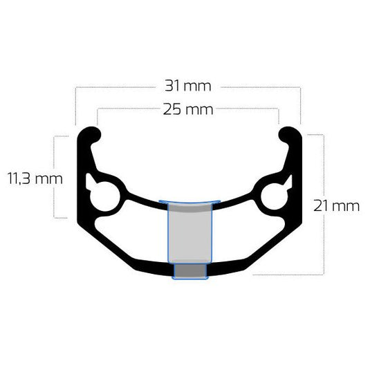 Ryde velg zac big bull 28 29 622 x 25c aluminium - 36 gaats 14g - zwart geslepen