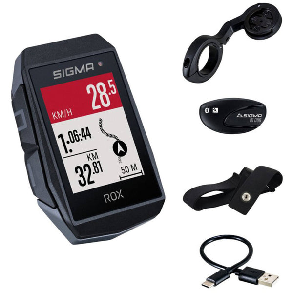 Sigma rox 11.1 evo gps hr set b/w short butler+ant+/ble chestr+usb-c