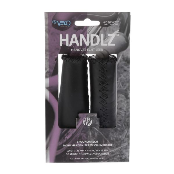 Load image into Gallery viewer, Velo Handvat Leer Ergo 92 135mm Zwart
