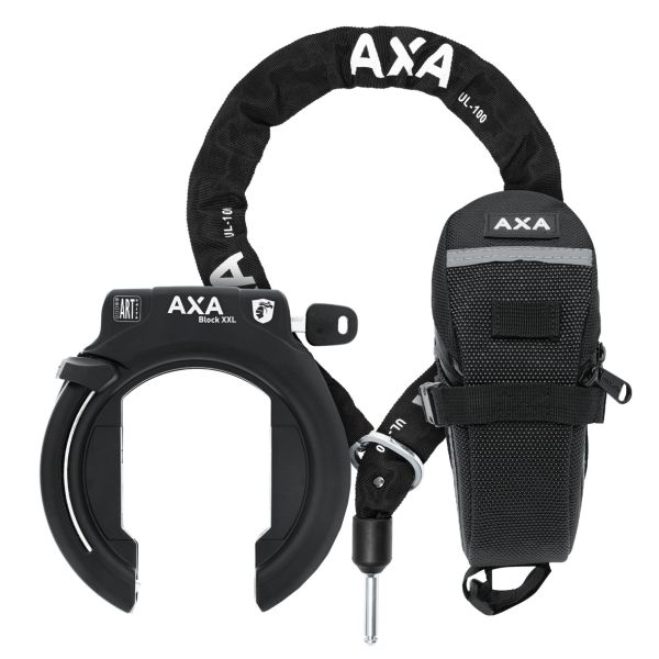Load image into Gallery viewer, AXA xxl Zwart ringslot + Zadeltas + ULC100 ketting
