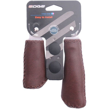 De Edge Leather Grip - Ergonomisch gevormde handvatset - Echt leder - 135mm links 92mm rechts - Mat Donkerbruin