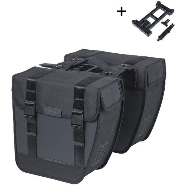 Load image into Gallery viewer, Basil dubbele fietstas tour waterproof mik 28 liter 14 x 29 x 30 cm (2x) - zwart
