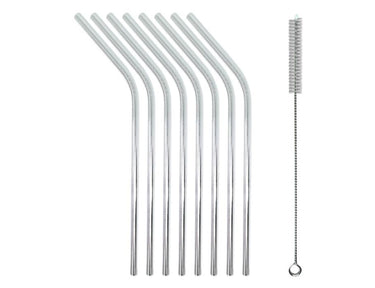 Ecoluba metalen rietjes gebogen - 8 stuks