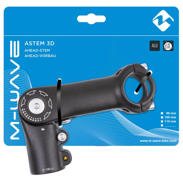 Load image into Gallery viewer, M-Wave Stuurpen verstelbaar ST-C2.1 90mm ahead 1 1 8 ø31.8mm zwart
