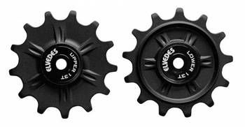 Load image into Gallery viewer, Elvedes set derailleurwieltjes 2x13T 12V afgedicht zwart
