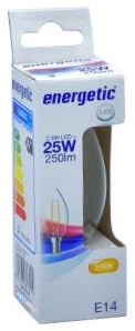 Enzo energetic led kaars e14 2,1-25w 2700k filament helder - 2720110