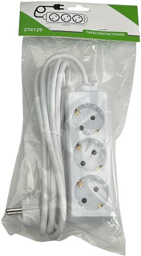 Enzo entac tcd ra 4-voudig 5meter snoer wit