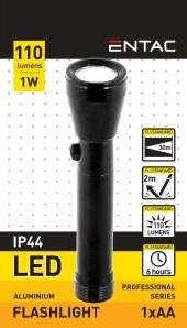Enzo entac led zaklamp 1w aluminium zwart 1xaa 5700110